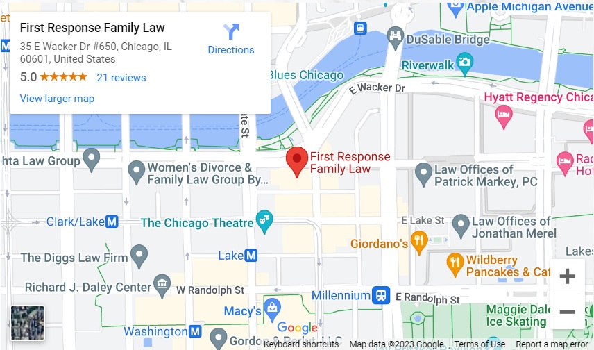 A map of the location of first response family law.